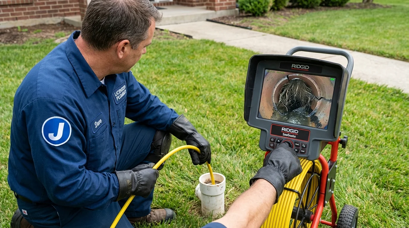 Sewer camera inspection being performed by Johns Plumbing LLC in Galveston